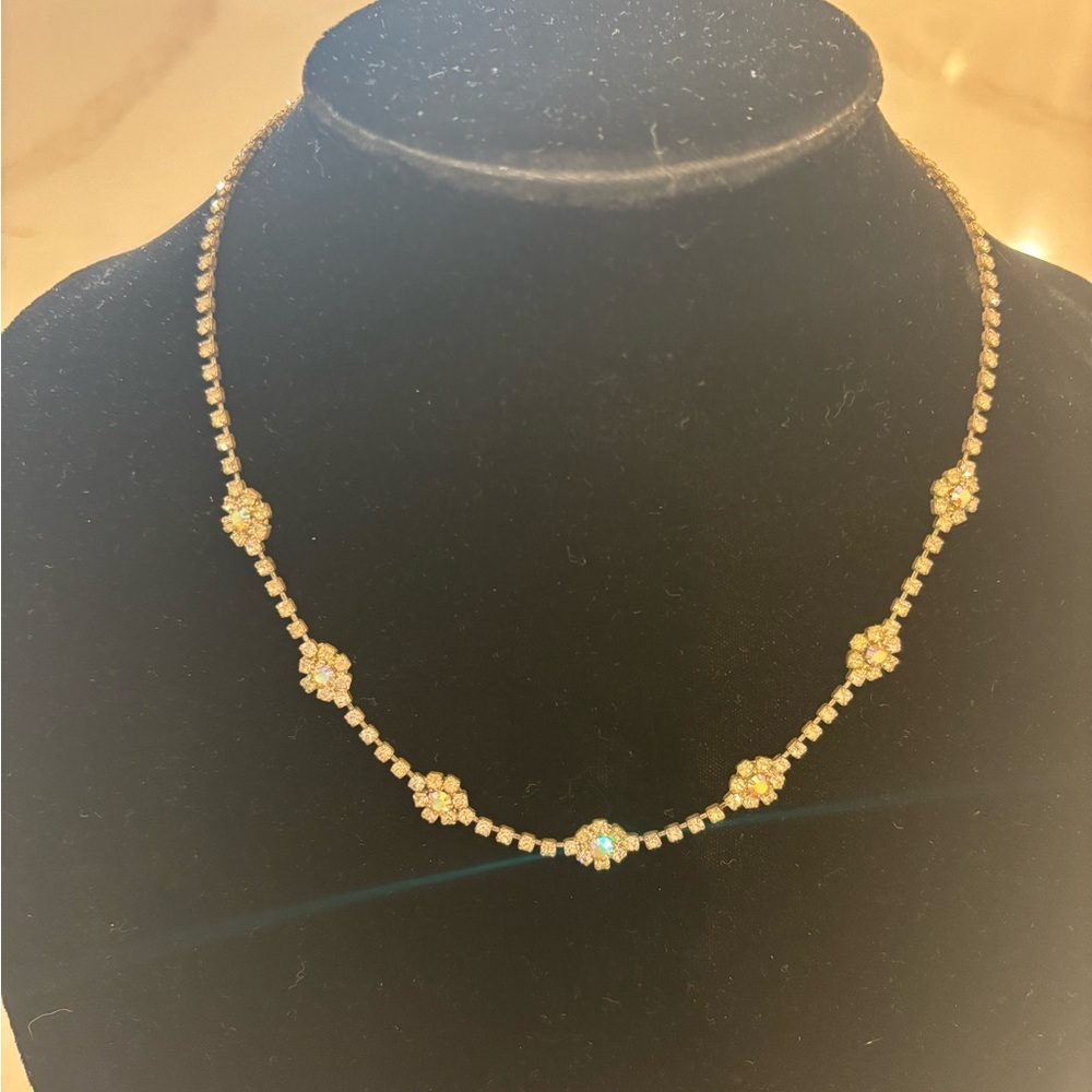 Vtg Retro Clear Fhinestone Adjustable Necklace … Black Tie, Prom, Wedding